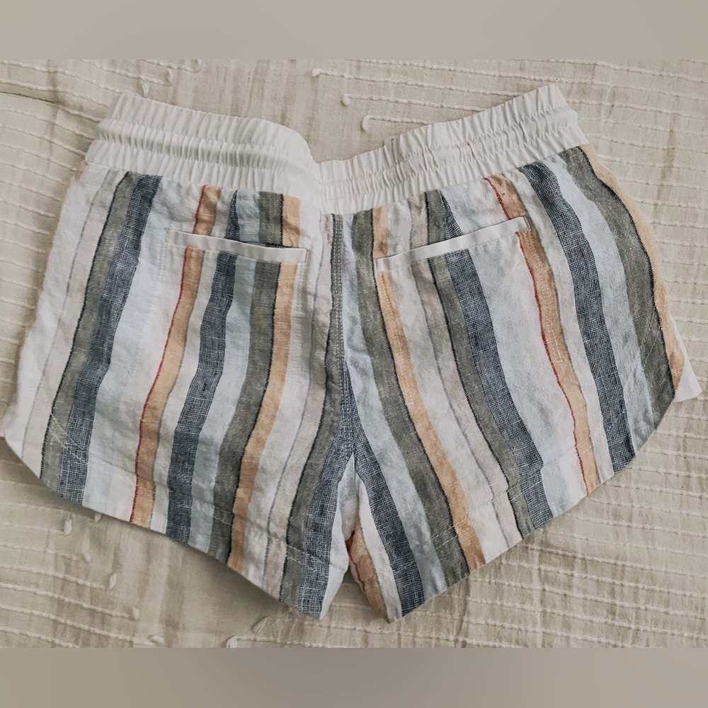 Athleta beachside Bali striped linen shorts, 0, EUC - Picture 3 of 5